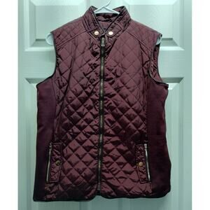 Cavalini Women's Size Medium Vest Wine Red Zip-Up Pockets Fleece Lined Outerwear